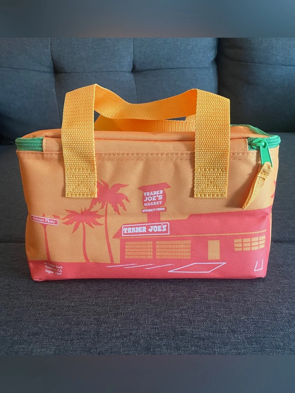 NWT Trader Joe's Mini Insulated Bag in orange and green color